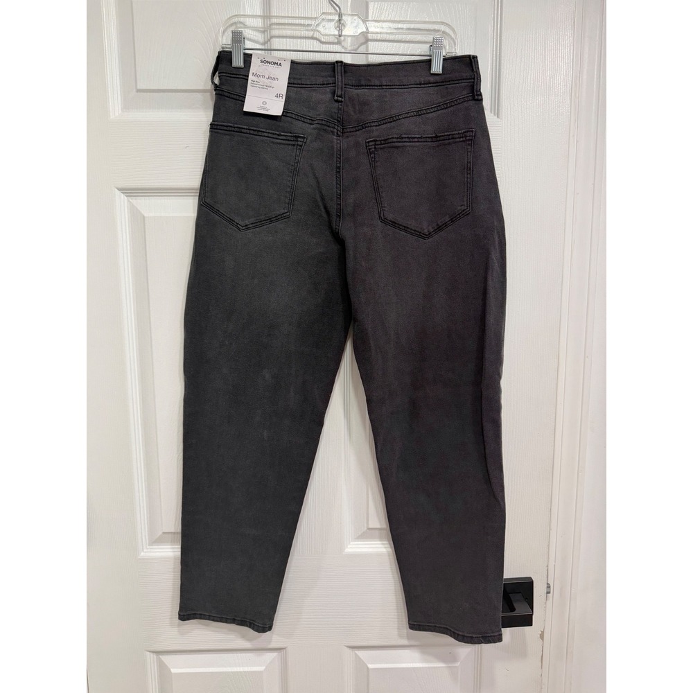 Sonoma Ultra High Rise Mom Jeans Black Summit Tapered Denim 4R - Picture 2 of 6